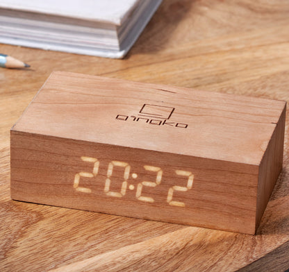 FLIP Alarm Clock in cherry wood